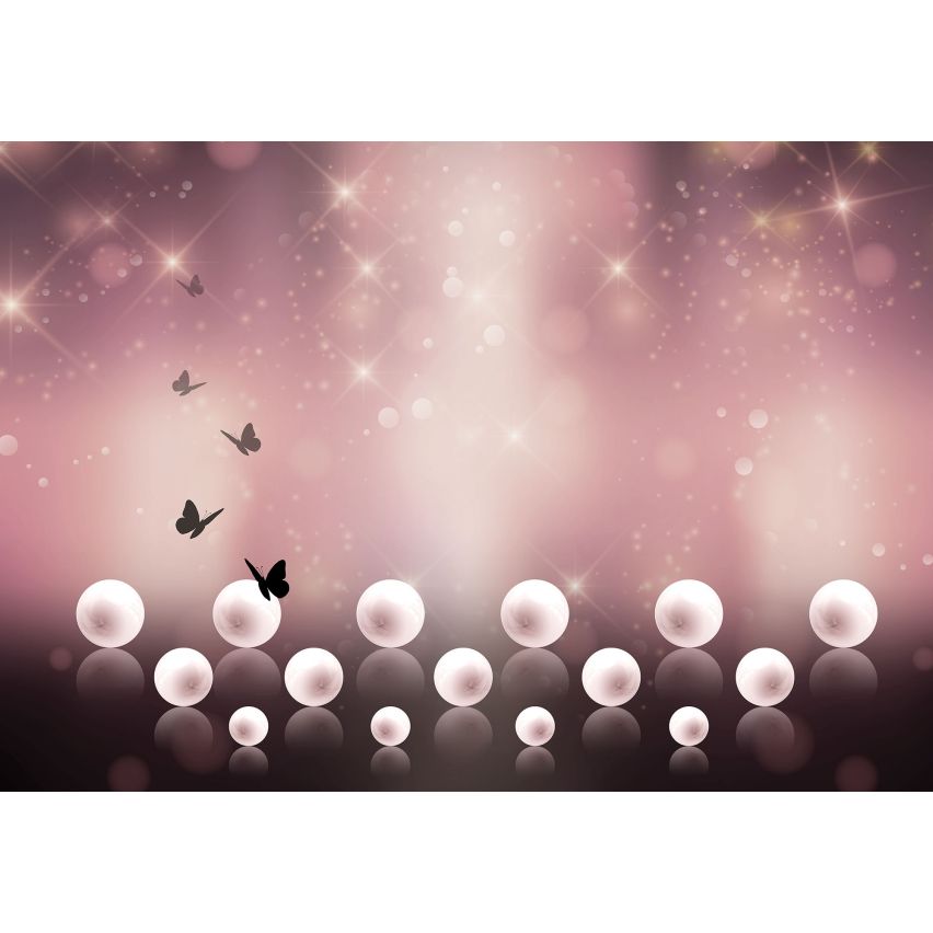 Fototapete-VLIES-DIAMONDS AND PEARLS-(C10058)-Tapete-Nach-Maß-Gold Silber Muster Crystal Strukturen XXL