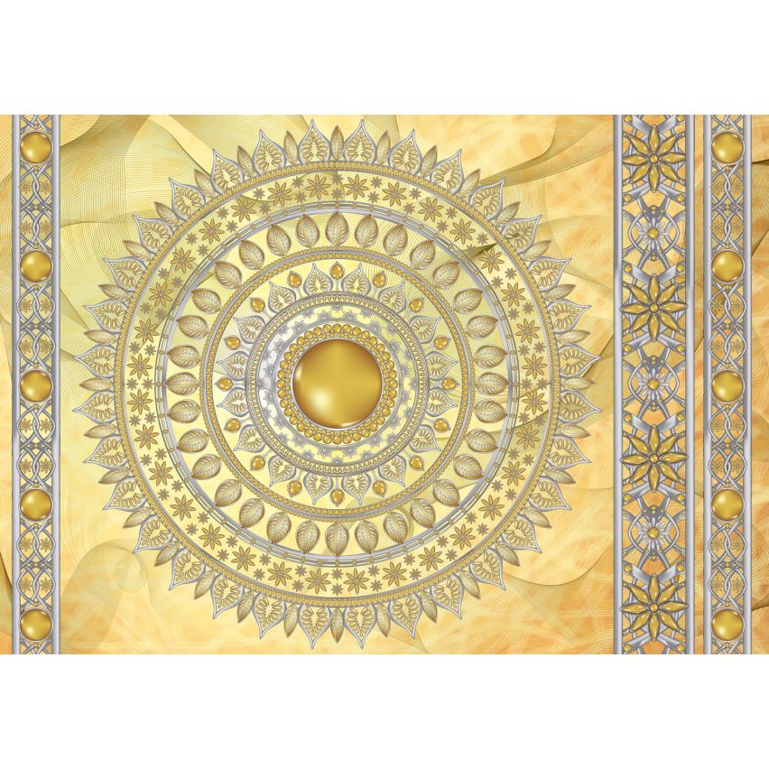 Fototapete-VLIES-MANDALA-(C10117)-Tapete-Nach-Mass-Muster Lehren Heilen Meditation Sanskrit Gottheit Abstrakt XXL