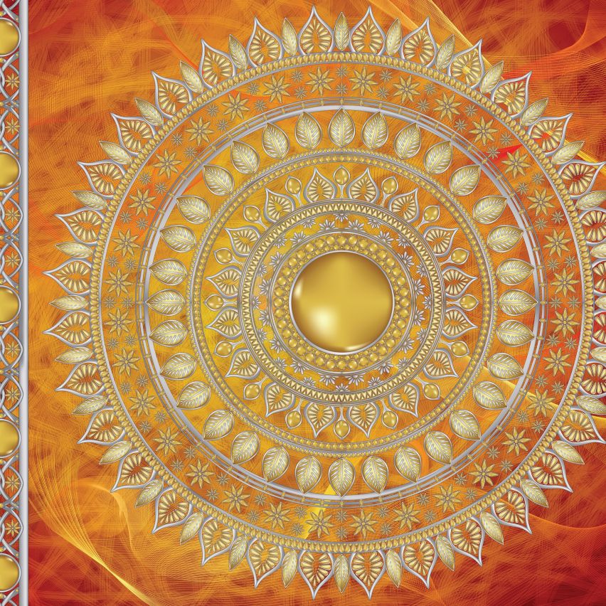 Fototapete-VLIES-MANDALA-(C10119)-Tapete-Nach-Mass-Muster Lehren Heilen Meditation Sanskrit Gottheit Abstrakt XXL