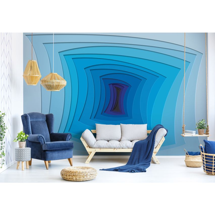 Fototapete-VLIES-TUBE TUNNEL-(C10125)-Tapete-Nach-Maß-Blau Serpentin XXL