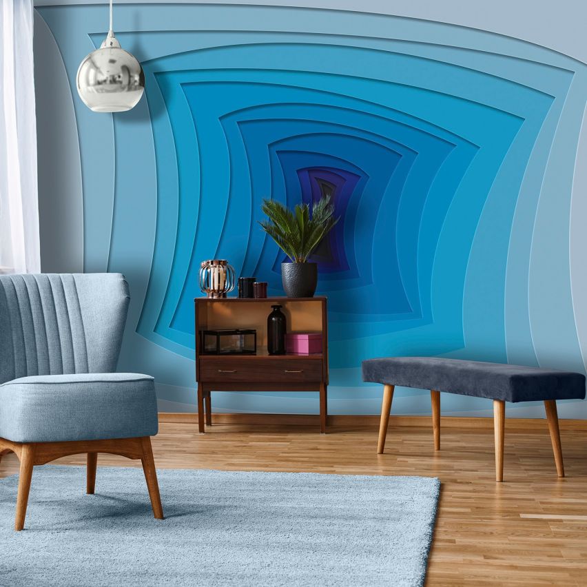 Fototapete-VLIES-TUBE TUNNEL-(C10125)-Tapete-Nach-Maß-Blau Serpentin XXL