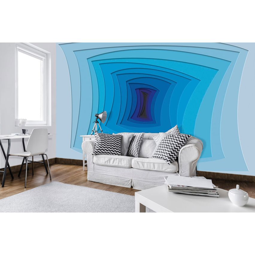 Fototapete-VLIES-TUBE TUNNEL-(C10125)-Tapete-Nach-Maß-Blau Serpentin XXL