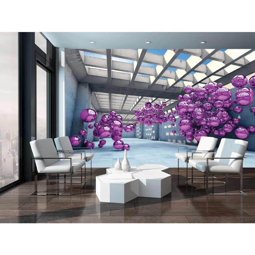 Photo Wall Mural-3D PURPLE MARBLE-(C10133)-NON WOVEN-Wallpaper-Abstract XXL