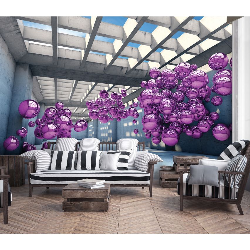 Photo Wall Mural-3D PURPLE MARBLE-(C10133)-NON WOVEN-Wallpaper-Abstract XXL