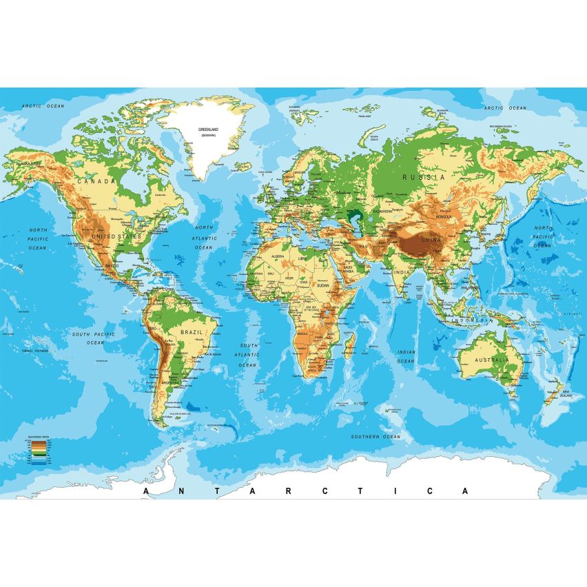Fototapete-VLIES-WELT KARTE-(C10250)-Tapete-Nach-Maß-Atlas Teile der Welt XXL