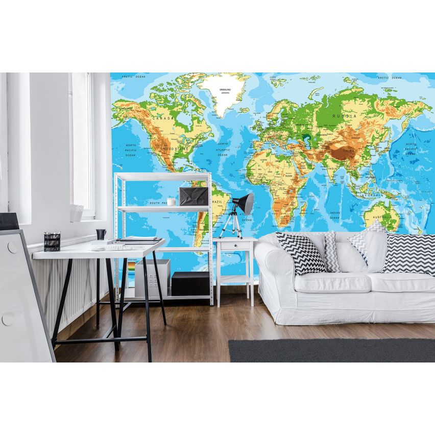Fototapete-VLIES-WELT KARTE-(C10250)-Tapete-Nach-Maß-Atlas Teile der Welt XXL