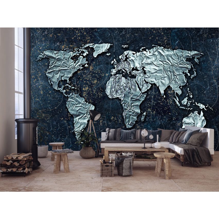 Fototapete-VLIES-WELT KARTE-(C10385)-Tapete-Nach-Maß-Atlas Teile der Welt XXL