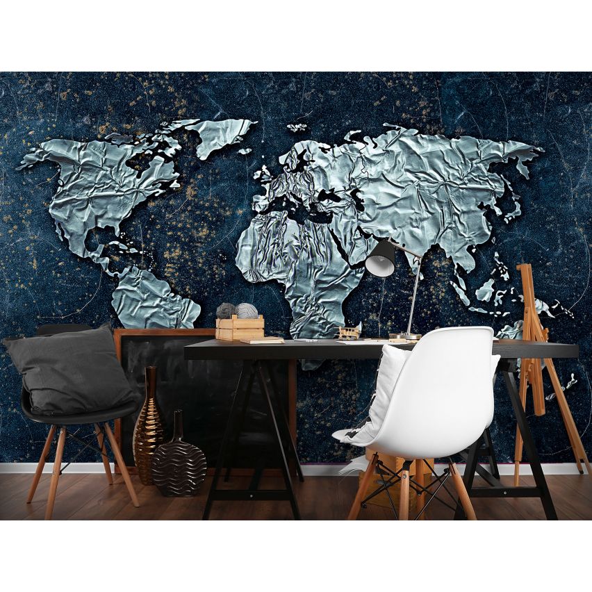Fototapete-VLIES-WELT KARTE-(C10385)-Tapete-Nach-Maß-Atlas Teile der Welt XXL