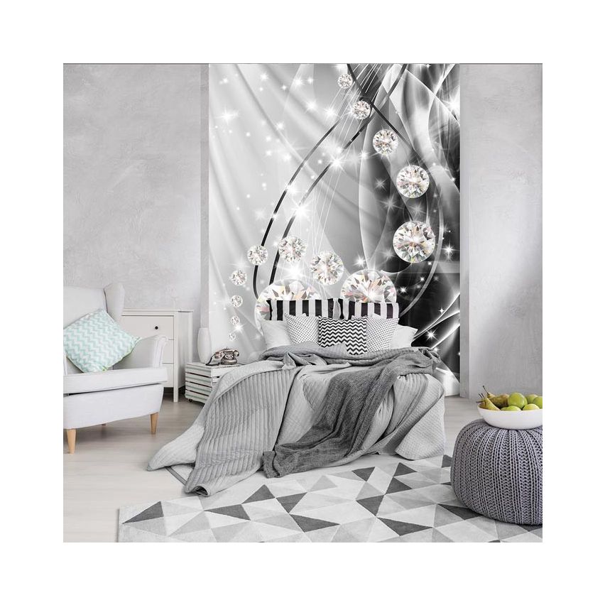 Fototapete-VLIES-DIAMONDS AND PEARLS-(C10406)-Tapete-Nach-Maß-Gold Silber Muster Crystal Strukturen XXL
