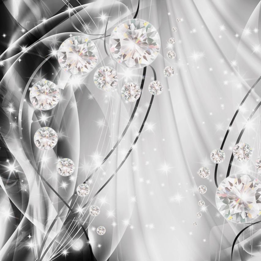 Fototapete-VLIES-DIAMONDS AND PEARLS-(C10406)-Tapete-Nach-Maß-Gold Silber Muster Crystal Strukturen XXL