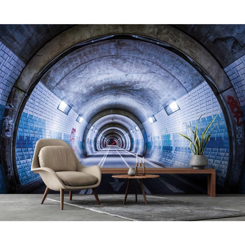 Photo Wall Mural-3D HIGH WAY TUNNEL-(C12624)-NON WOVEN-Wallpaper-Abstract Street Light XXL