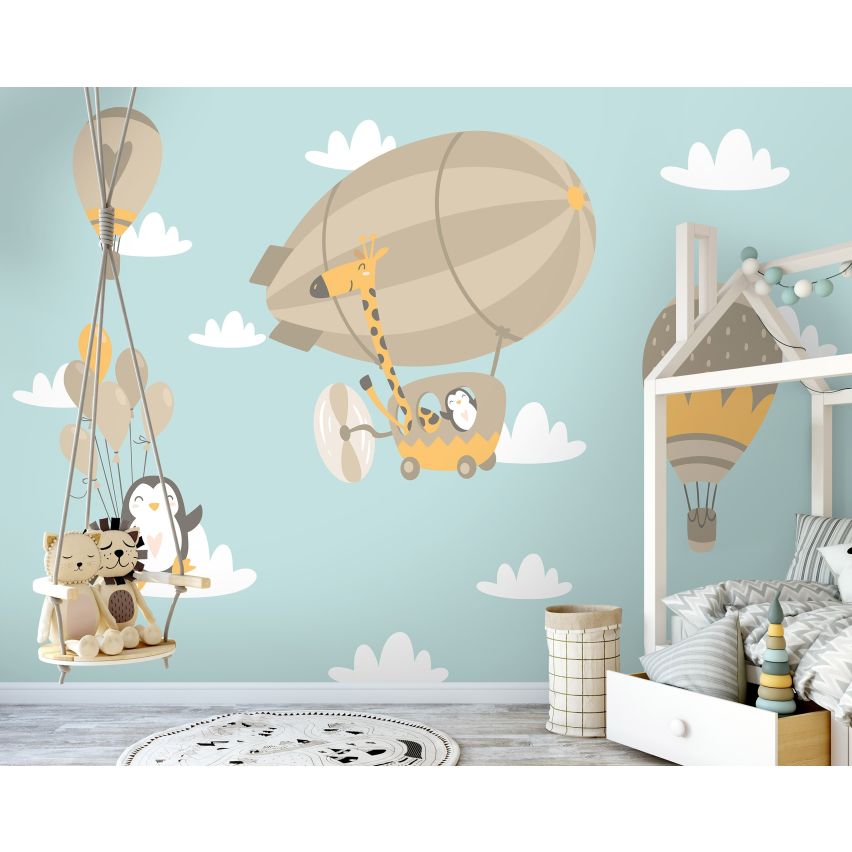 Fototapete-VLIES-PINGUINE UND LUFTBALLONS-(C13871)-Tapete-Nach-Mass-Tiere Zeppelin Wand Kinder-Spielzimmer XXL (Copy)