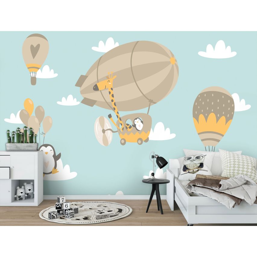 Fototapete-VLIES-PINGUINE UND LUFTBALLONS-(C13871)-Tapete-Nach-Mass-Tiere Zeppelin Wand Kinder-Spielzimmer XXL (Copy)