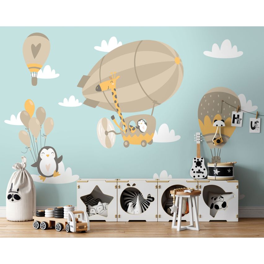 Fototapete-VLIES-PINGUINE UND LUFTBALLONS-(C13871)-Tapete-Nach-Mass-Tiere Zeppelin Wand Kinder-Spielzimmer XXL (Copy)