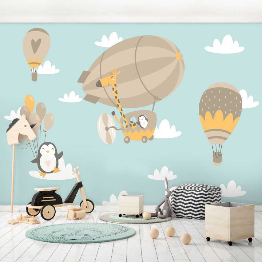 Fototapete-VLIES-PINGUINE UND LUFTBALLONS-(C13871)-Tapete-Nach-Mass-Tiere Zeppelin Wand Kinder-Spielzimmer XXL (Copy)