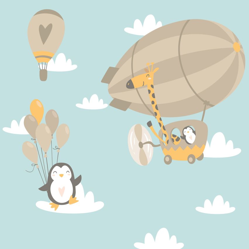 Fototapete-VLIES-PINGUINE UND LUFTBALLONS-(C13871)-Tapete-Nach-Mass-Tiere Zeppelin Wand Kinder-Spielzimmer XXL (Copy)