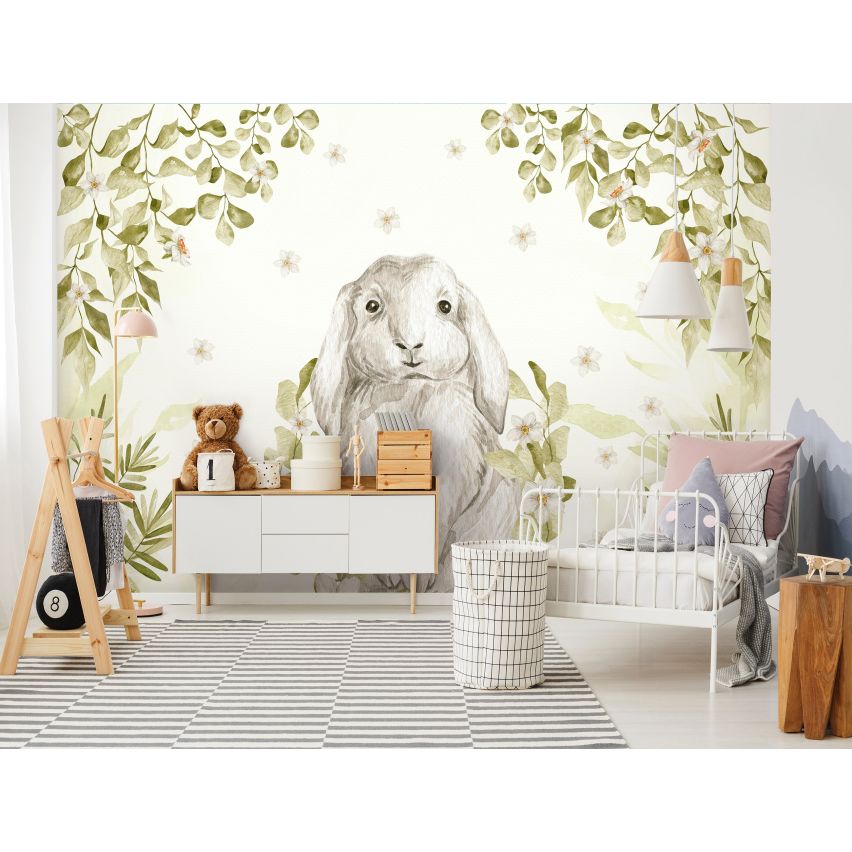 Fototapete-VLIES-KANINCHEN-(C14412)-Tapete-Nach-Mass-Tiere Hase Karnickel Wand Kinder-Spielzimmer XXL