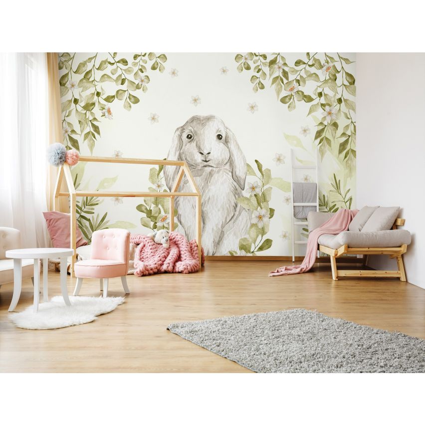 Fototapete-VLIES-KANINCHEN-(C14412)-Tapete-Nach-Mass-Tiere Hase Karnickel Wand Kinder-Spielzimmer XXL