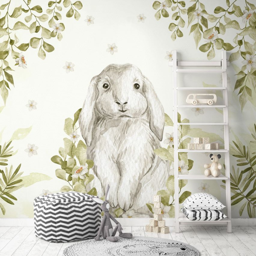 Fototapete-VLIES-KANINCHEN-(C14412)-Tapete-Nach-Mass-Tiere Hase Karnickel Wand Kinder-Spielzimmer XXL