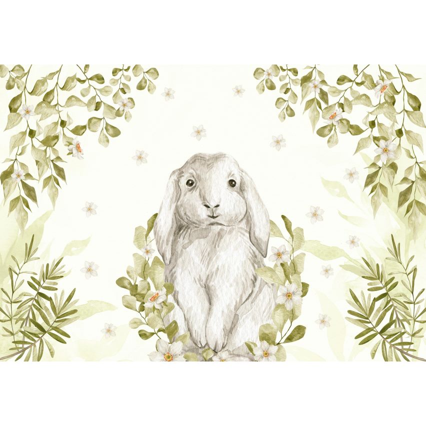 Fototapete-VLIES-KANINCHEN-(C14412)-Tapete-Nach-Mass-Tiere Hase Karnickel Wand Kinder-Spielzimmer XXL