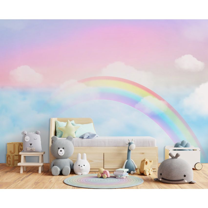 Fototapete-VLIES-REGENBOGEN-(C14416)-Tapete-Nach-Mass-Himmel Farben Wand Kinder-Spielzimmer XXL