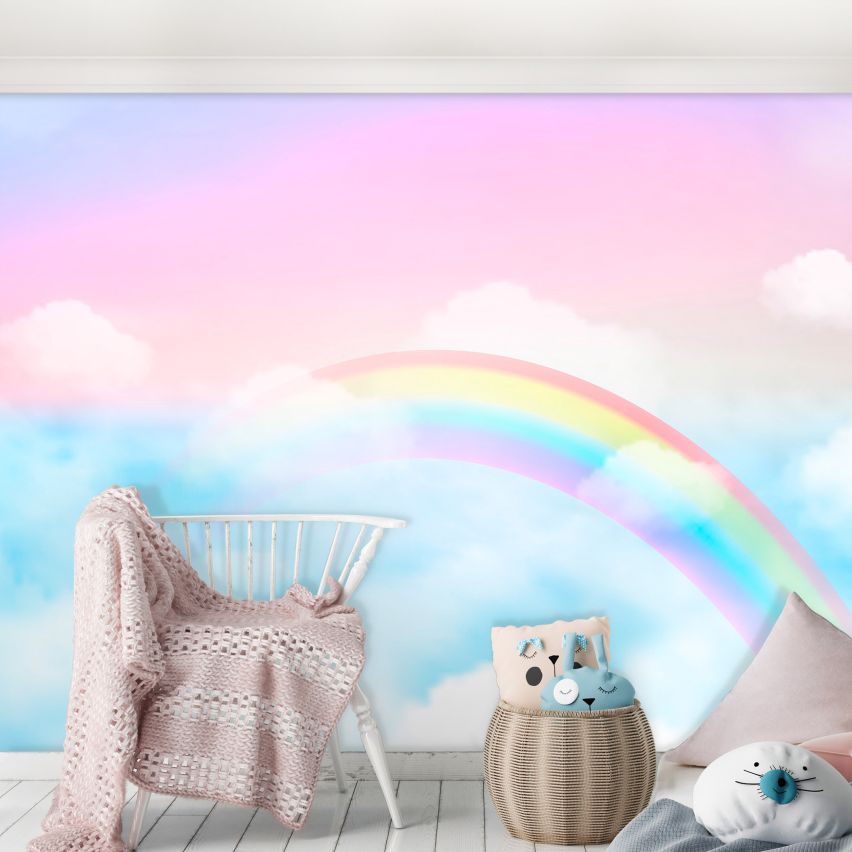 Fototapete-VLIES-REGENBOGEN-(C14416)-Tapete-Nach-Mass-Himmel Farben Wand Kinder-Spielzimmer XXL
