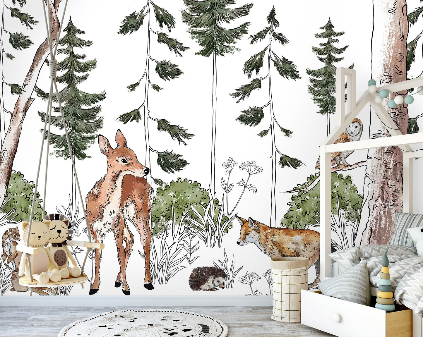 Fototapete-VLIES-WILDE TIERE-(C14986)-Tapete-Nach-Maß-Wald Tier Kind Spielzimmer XXL
