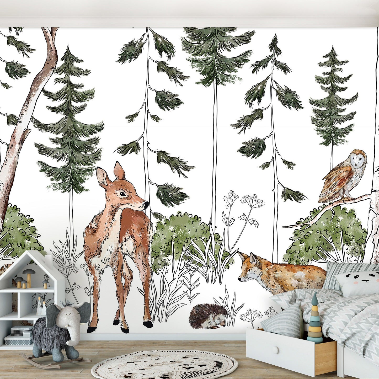 Fototapete-VLIES-WILDE TIERE-(C14986)-Tapete-Nach-Maß-Wald Tier Kind Spielzimmer XXL