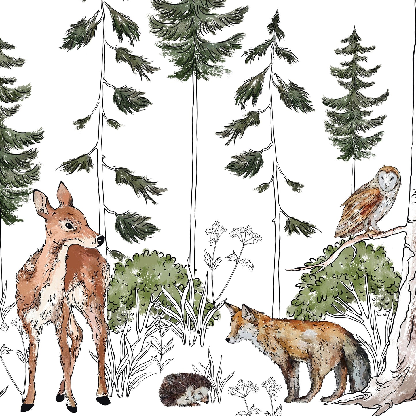 Fototapete-VLIES-WILDE TIERE-(C14986)-Tapete-Nach-Maß-Wald Tier Kind Spielzimmer XXL