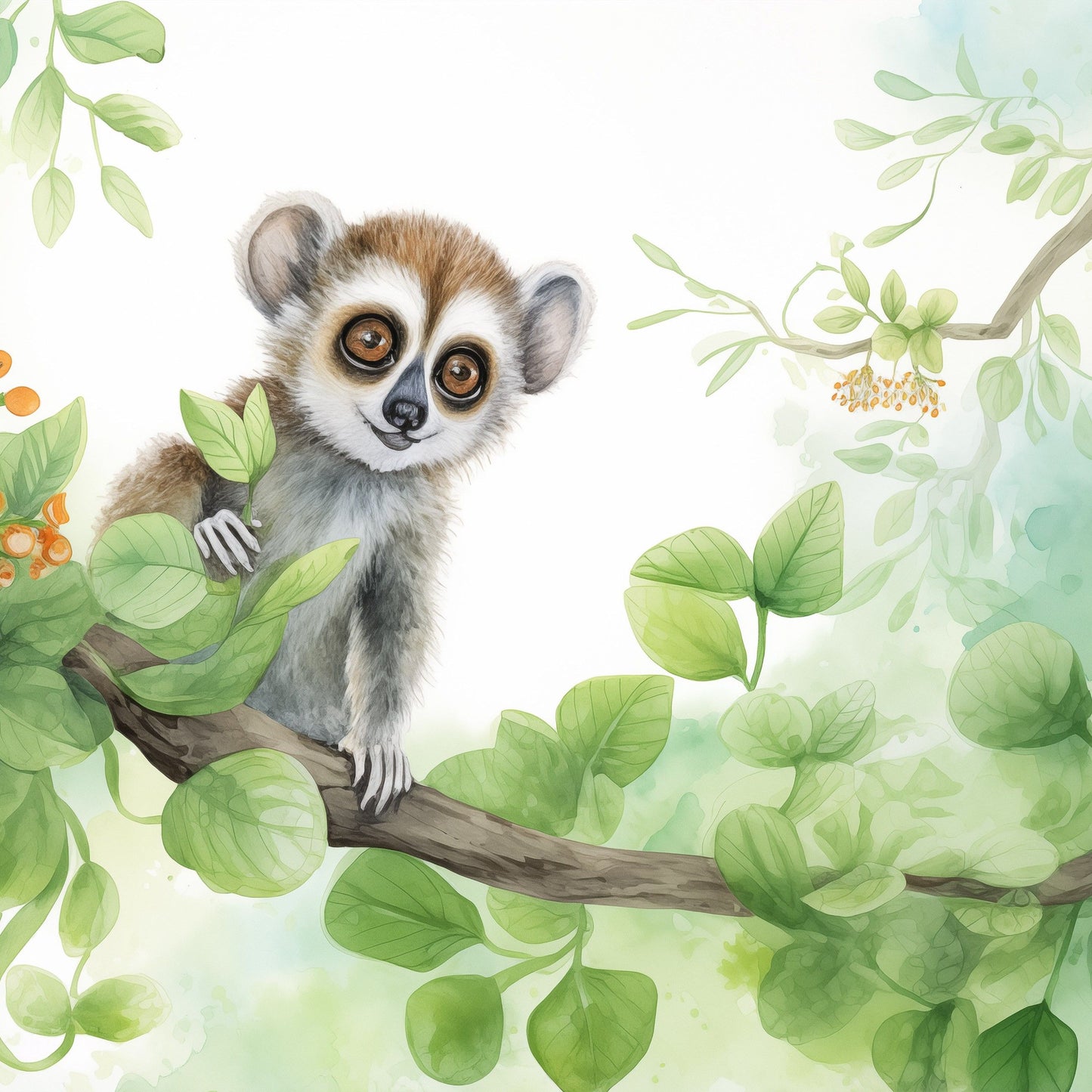 Fototapete-VLIES-LEMUR IM BAUM-(C15014)-Tapete-Nach-Maß-Tier Kind Spielzimmer XXL