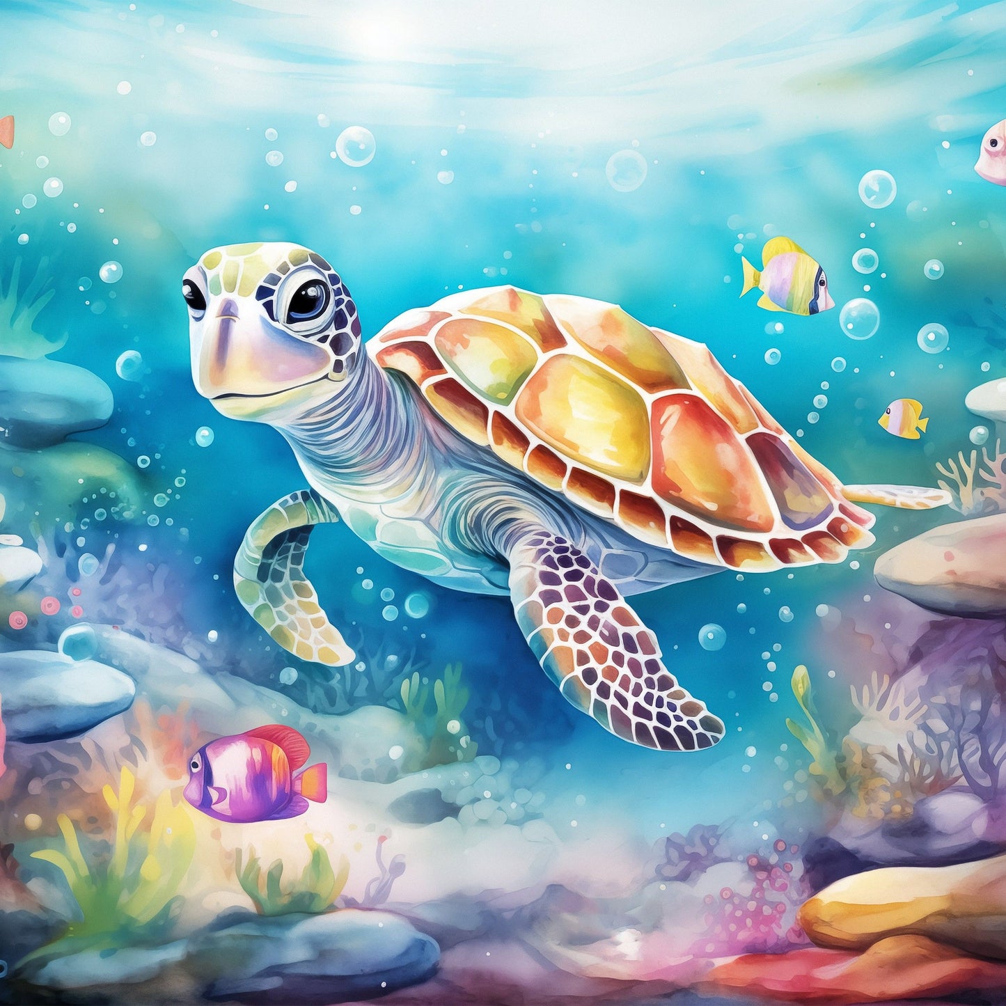Fototapete-VLIES-SCHILDKRÖTENBABY-(C15016)-Tapete-Nach-Mass-Meeresleben Kind XXL