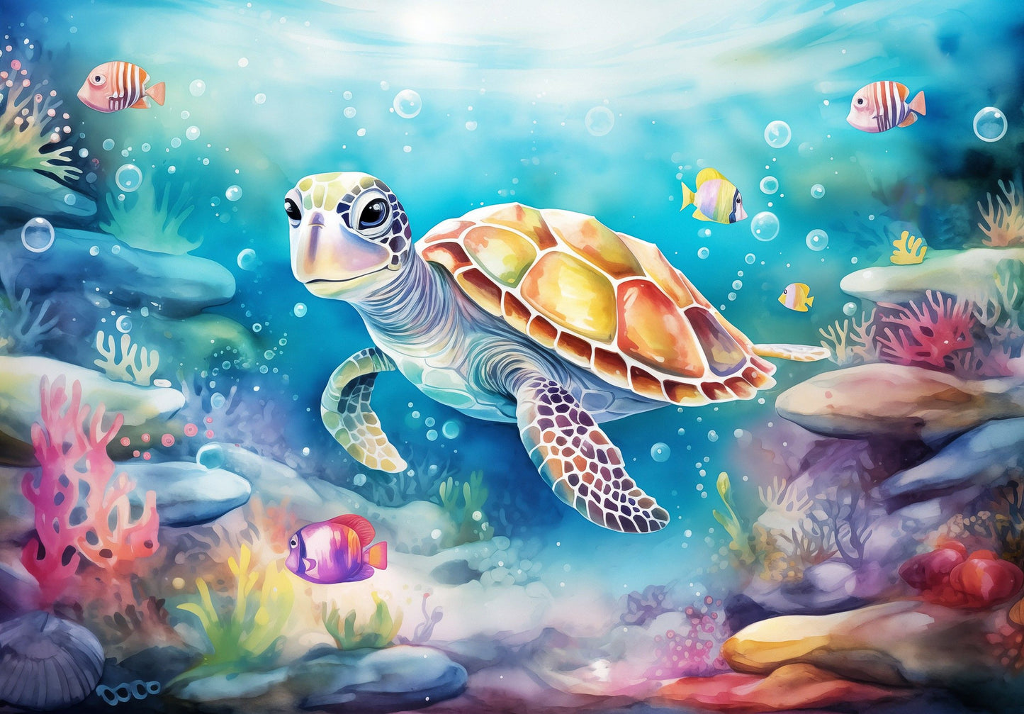Fototapete-VLIES-SCHILDKRÖTENBABY-(C15016)-Tapete-Nach-Mass-Meeresleben Kind XXL