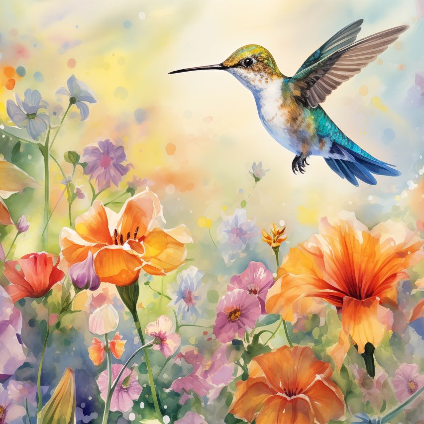 Fototapete-VLIES-COLIBRI-BLUMEN-(C15017)-Tapete-Nach-Mass-Kinder Spielzimmer XXL