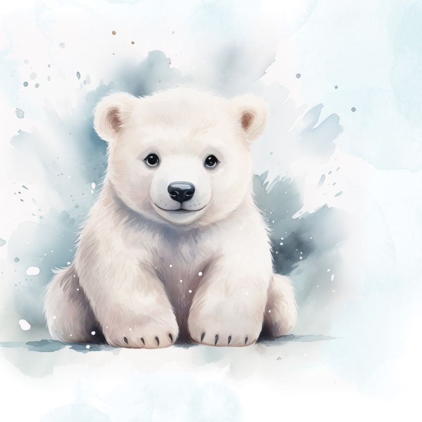 Fototapete-VLIES-EISBÄR BABY-(C15217)-Tapete-Nach-Mass-Vliestapete-Kind Süße Tiere Spielzimmer XXL