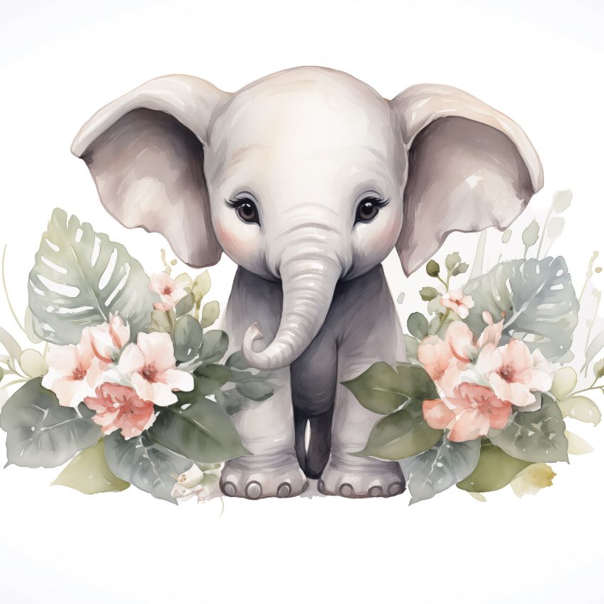 Fototapete-VLIES-ELEFANT BABY-(C15219)-Tapete-Nach-Mass-Vliestapete-Baby Kind Süße Tiere Spielzimmer XXL