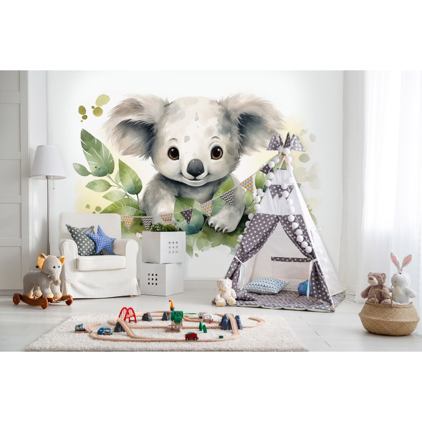 Fototapete-VLIES-KOALA BABY-(C15220)-Tapete-Nach-Mass-Vliestapete-Baby Kind Süße Tiere Spielzimmer XXL