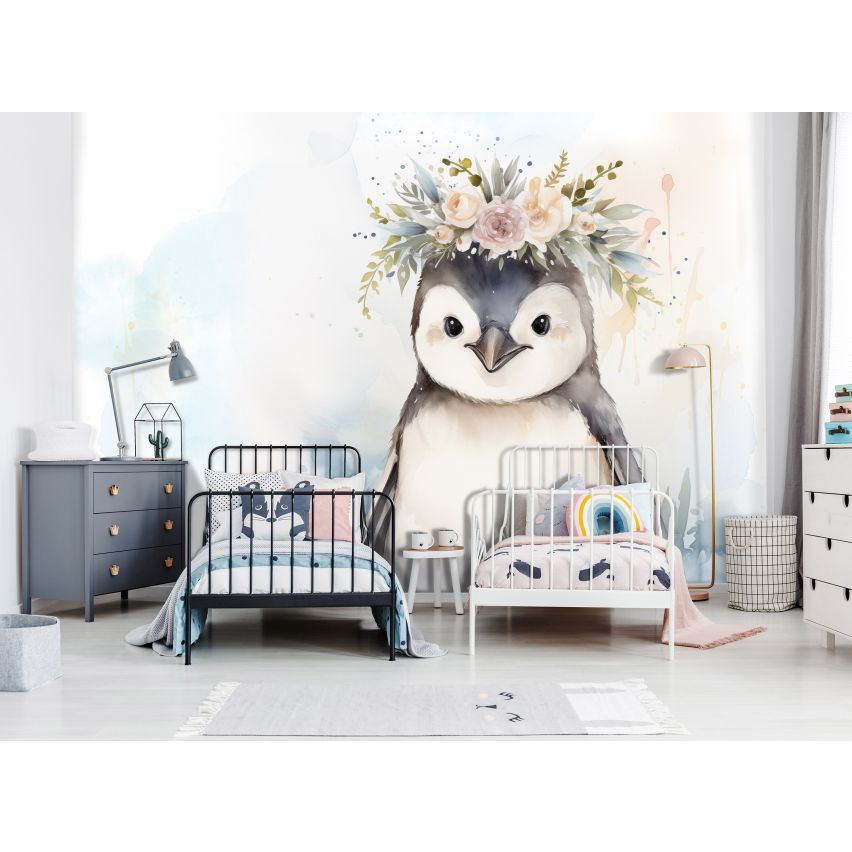 Fototapete-VLIES-PINGUIN BABY-(C15221)-Tapete-Nach-Mass-Vliestapete-Baby Kind Süße Tiere Spielzimmer XXL