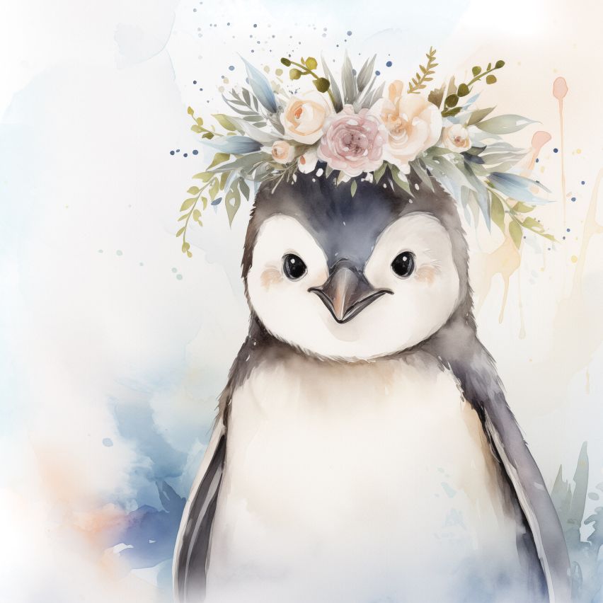 Fototapete-VLIES-PINGUIN BABY-(C15221)-Tapete-Nach-Mass-Vliestapete-Baby Kind Süße Tiere Spielzimmer XXL