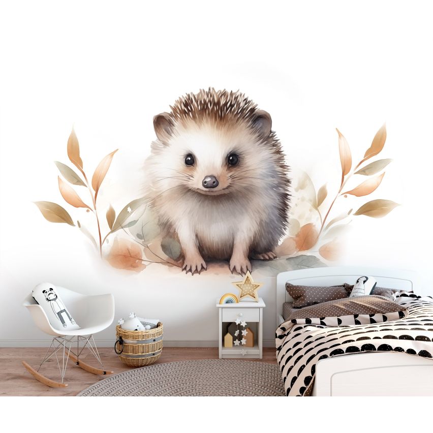 Fototapete-VLIES-IGEL BABY-(C15222)-Tapete-Nach-Mass-Vliestapete-Baby Kind Süße Tiere Spielzimmer XXL