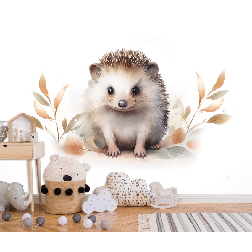 Fototapete-VLIES-IGEL BABY-(C15222)-Tapete-Nach-Mass-Vliestapete-Baby Kind Süße Tiere Spielzimmer XXL