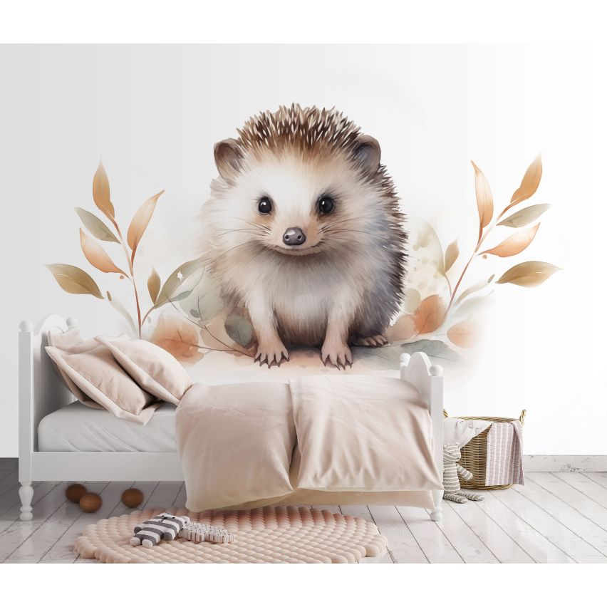 Fototapete-VLIES-IGEL BABY-(C15222)-Tapete-Nach-Mass-Vliestapete-Baby Kind Süße Tiere Spielzimmer XXL