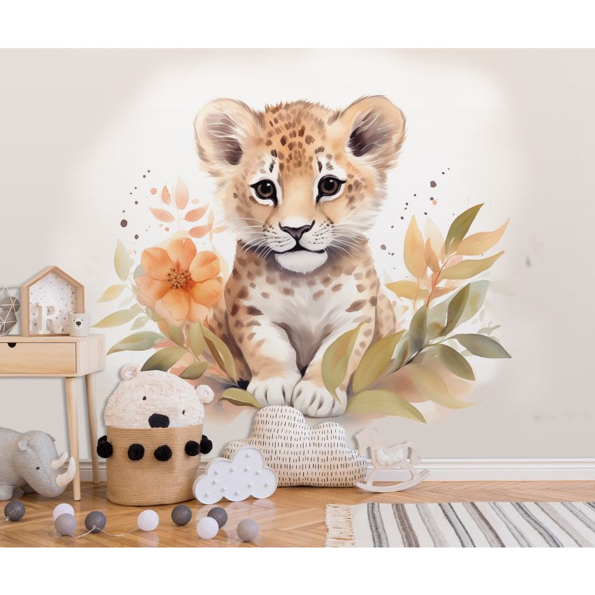 Fototapete LEOPARD BABY-(C15226) - Vliestapete-Kind Süße Tiere Spielzimmer XXL