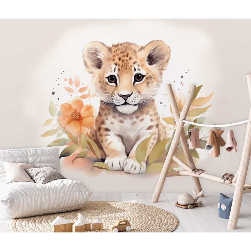 Fototapete LEOPARD BABY-(C15226) - Vliestapete-Kind Süße Tiere Spielzimmer XXL