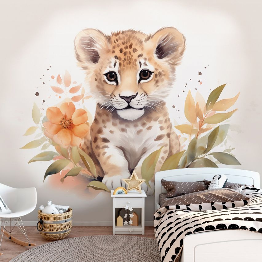 Fototapete LEOPARD BABY-(C15226) - Vliestapete-Kind Süße Tiere Spielzimmer XXL