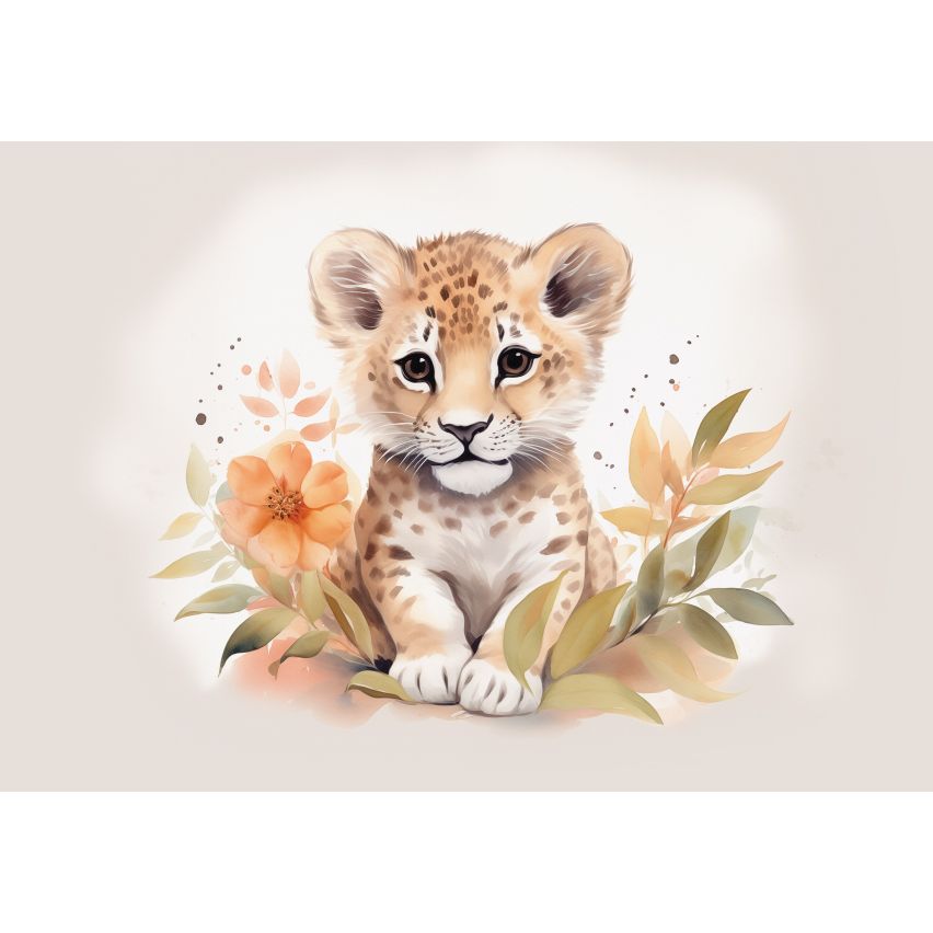 Fototapete LEOPARD BABY-(C15226) - Vliestapete-Kind Süße Tiere Spielzimmer XXL