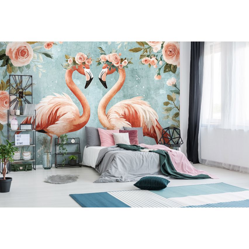 Fototapete FLAMINGOS-(C15351)-Vlies-Tapete-Tropisch Vogel Tiere XXL