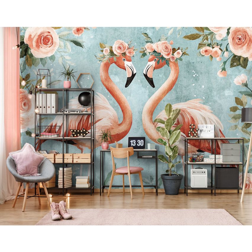 Fototapete FLAMINGOS-(C15351)-Vlies-Tapete-Tropisch Vogel Tiere XXL