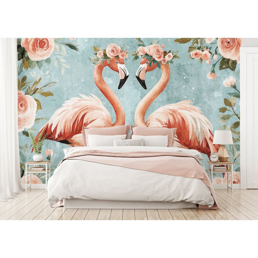 Fototapete FLAMINGOS-(C15351)-Vlies-Tapete-Tropisch Vogel Tiere XXL