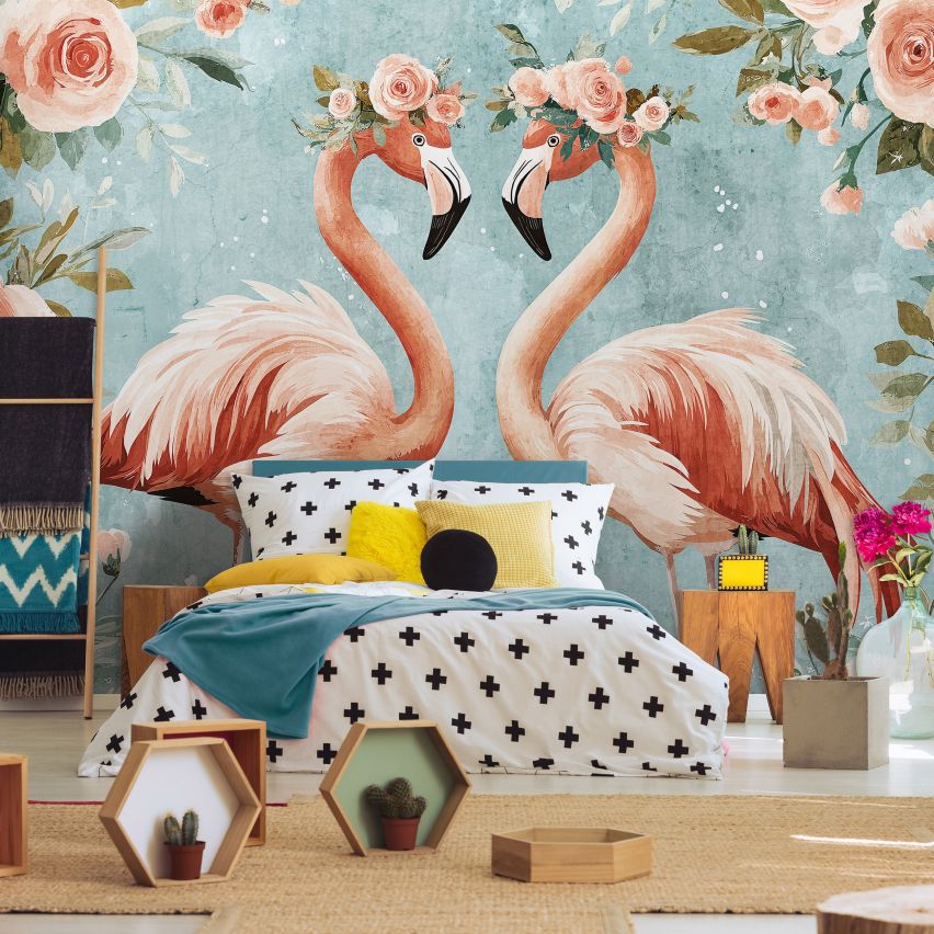 Fototapete FLAMINGOS-(C15351)-Vlies-Tapete-Tropisch Vogel Tiere XXL