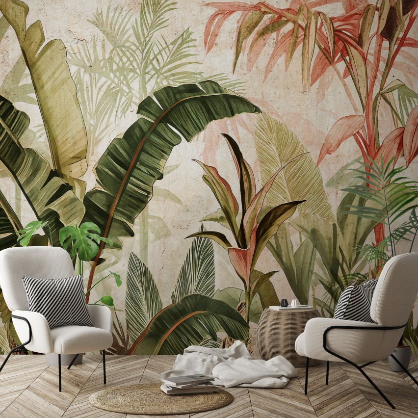 Fototapete-VLIES-TROPICA PFLANZEN-(C15352)-Tapete-Nach-Mass-Dschungel Blumen XXL